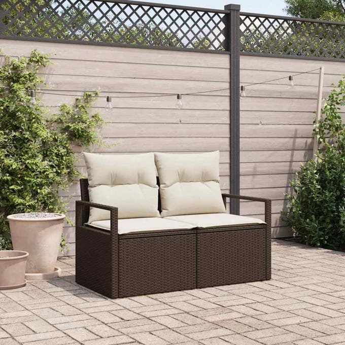 vidaXL - Tuin - Sofa - met - kussen - met - opslag - 120 - x - 62 - x - 69 - cm - poly - rattan