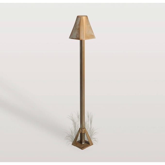 Moretti Luce LED sokkellamp Silva Frame, hoogte 50 cm, antiek messing