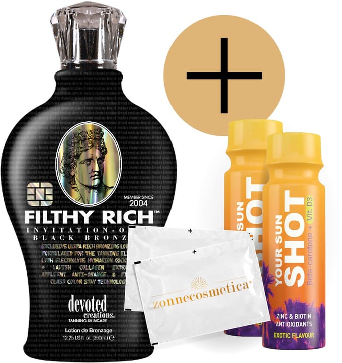 Devoted Creations - Filty Rich + 2 Your Sun Shots + 2 Verfrissingsdoekjes