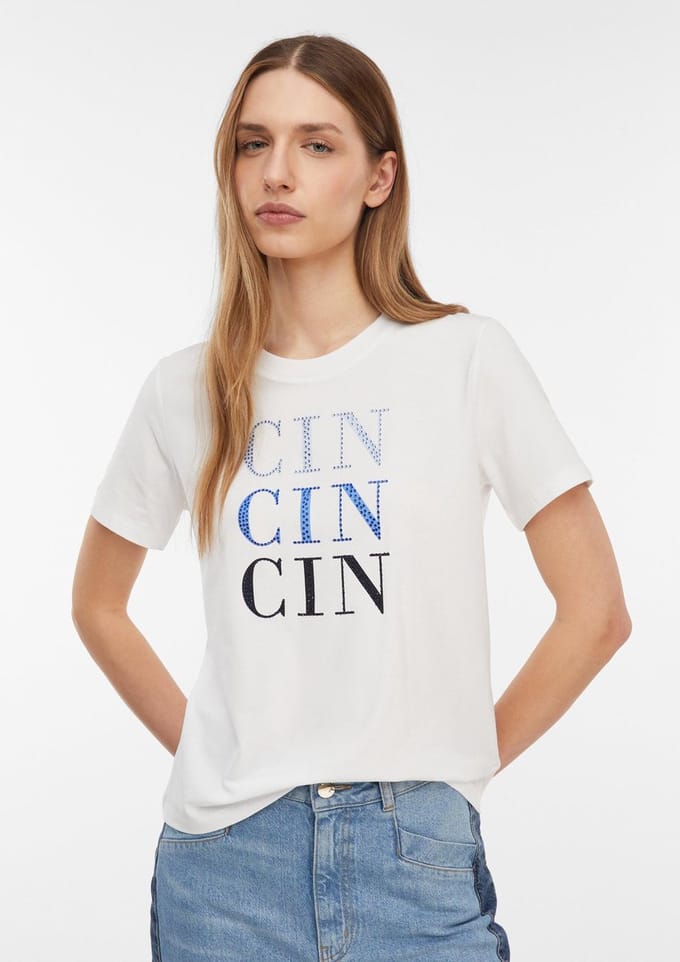 T-shirt met ronde hals van jersey normale pasvorm dames COMMA