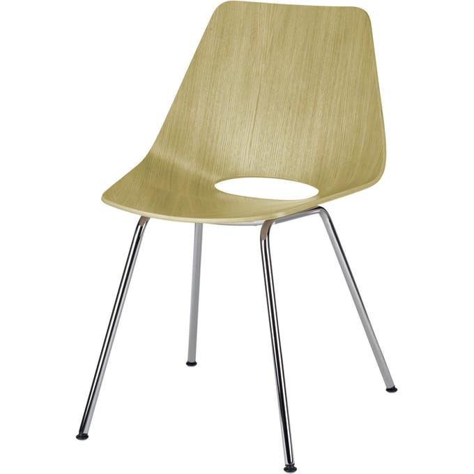 Thonet S 661 Stalen buisstoel - eiken helder gelakt - chroom