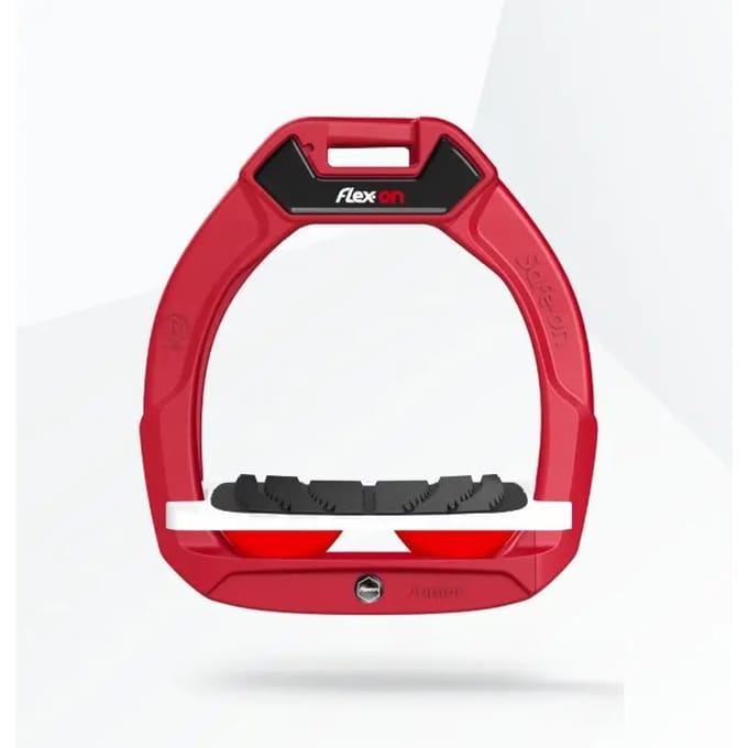 Veiligheidsstijgbeugels Paardrijden Incliné Grip Rood/Wit/Rood Kleur voor Kinderen Flex-On Safe-On