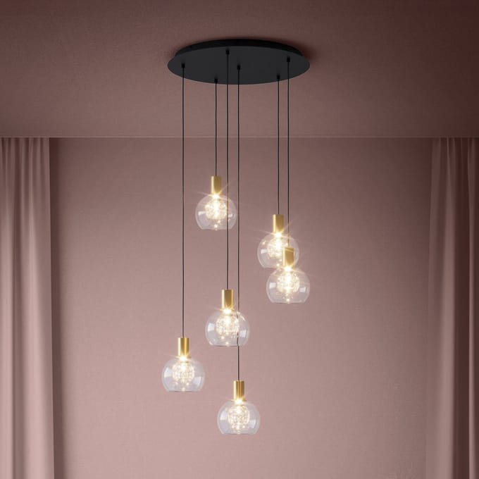Stars of Light LED hanglamp Terque, messing, Ø 54 cm, 6-lamps