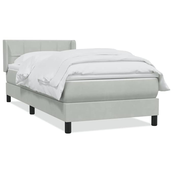 vidaXL - Boxspring - met - matras - fluweel - lichtgrijs - 80x220 - cm