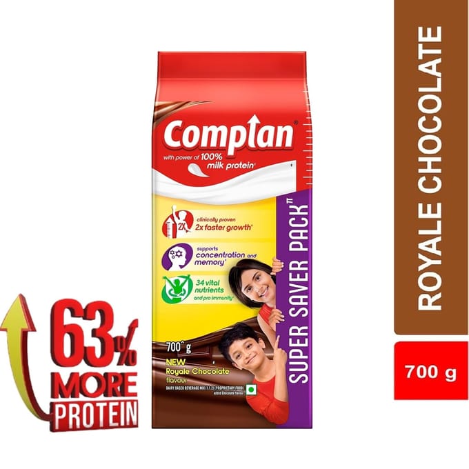 Complan Voedingsdrankpoeder voor Kinderen Royale Chocoladesmaak 700 g Karton Hoog Eiwit Groeiondersteuning yellow