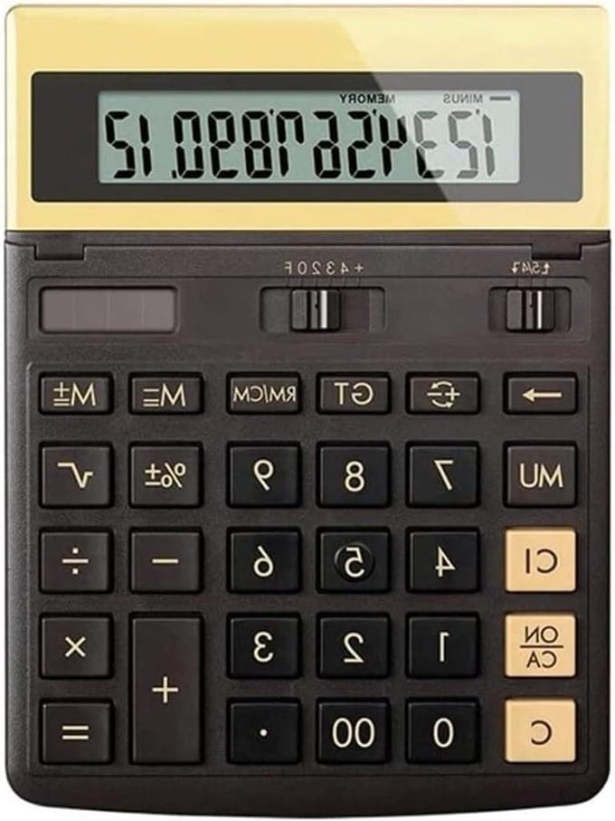 Bureaurekenmachine - Rekenmachine Kantoor - Dagelijkse Berekeningen - 12-Cijferig Display - Desktop - Zwart