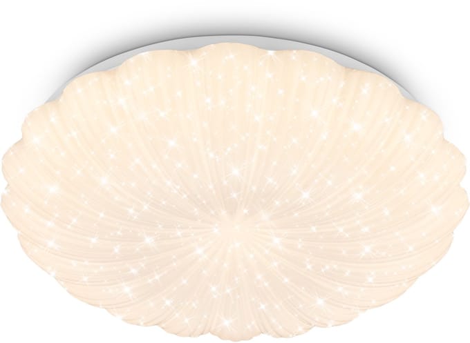 BRIlONER Cosmo - LED Plafondlamp - plafonniére met warm wit licht - sterrenhemel effect - gegolfde rand - Ø38.5cm - wit
