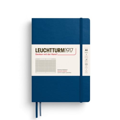 Leuchtturm1917 notitieboekje, hardcover, medium a5, geruit, indigo