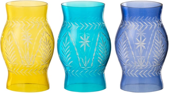 J-Line windlicht Tarifa - glas - mix - 3 stuks