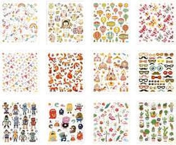 Stickerboek, hele jaar, vel 15x16,5 cm, 12 vel/ 1 stuk