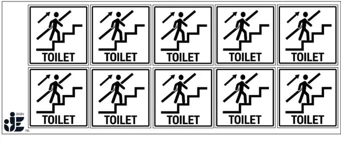 Toilet trap omhoog sticker | 5 x 5 cm - 10 stuks per vel