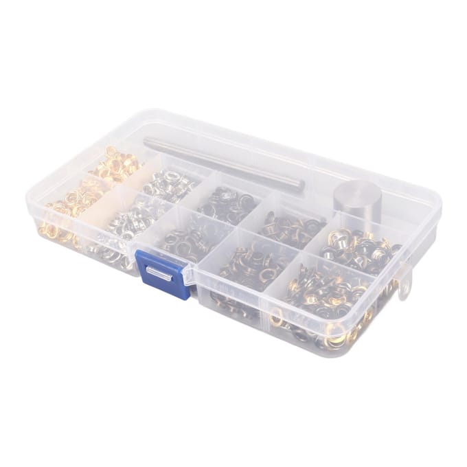 Kit d'œillets à œillets 4 mm 4 couleurs 280 jeux Œillets avec kit d'outils d'installation 3 pièces Œillets black