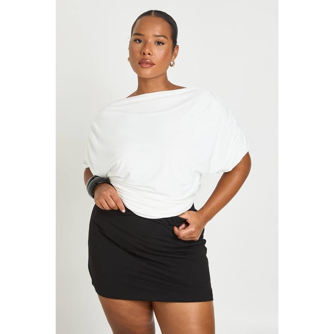 boohoo Dames Plus Basic Jersey Skort | Zwart | Maat: 44