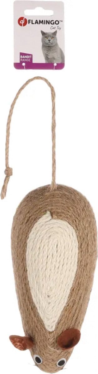 Flamingo Muis Minous - Kattenspeelgoed - 23x10.5 cm Bruin