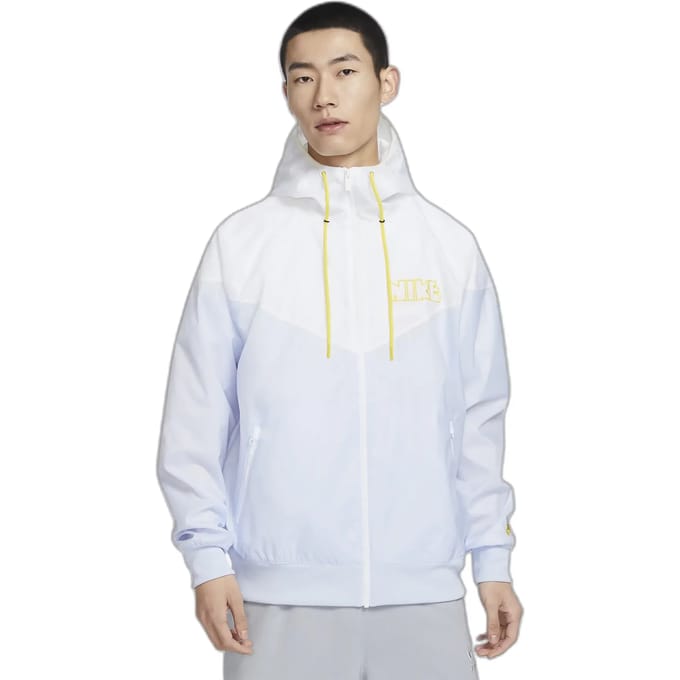 Windrunner windjack voor heren, geweven gevoerd voetbal, grijs/wit/wit/opti geel