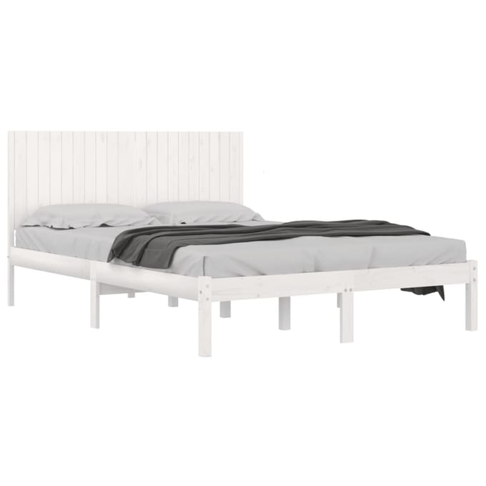 vidaXL - Bedframe - zonder - matras - massief - grenenhout - wit - 200x200 - cm