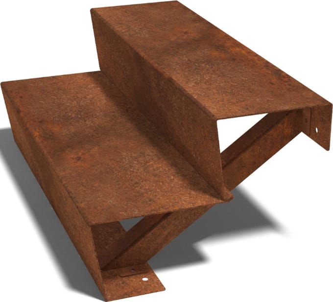 Cortenstaal tuintrap - 2-trede - 48 x 80 x 34 cm - MySteel