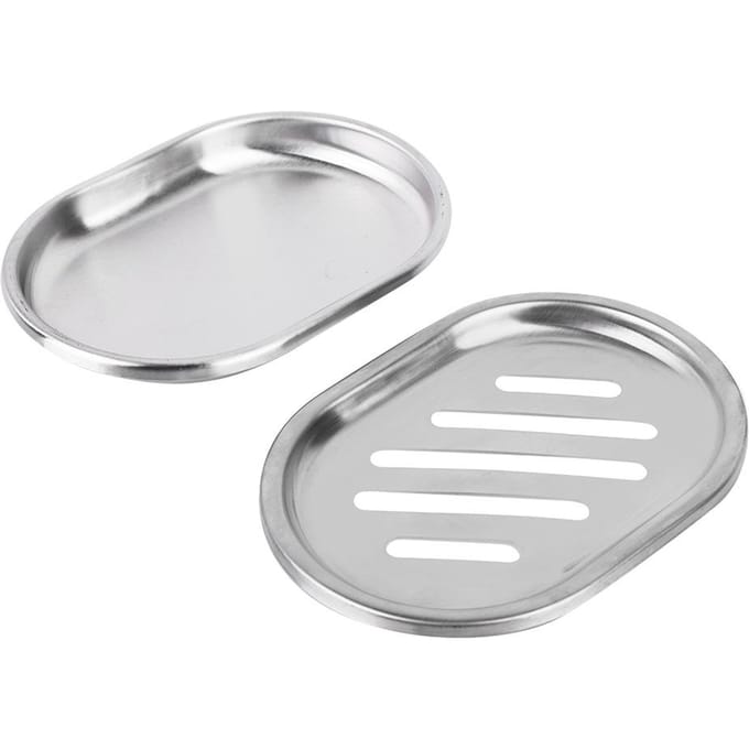 Porte-savon en acier inoxydable Récipient Porte-savon double couche avec grand drainage (Bande) white