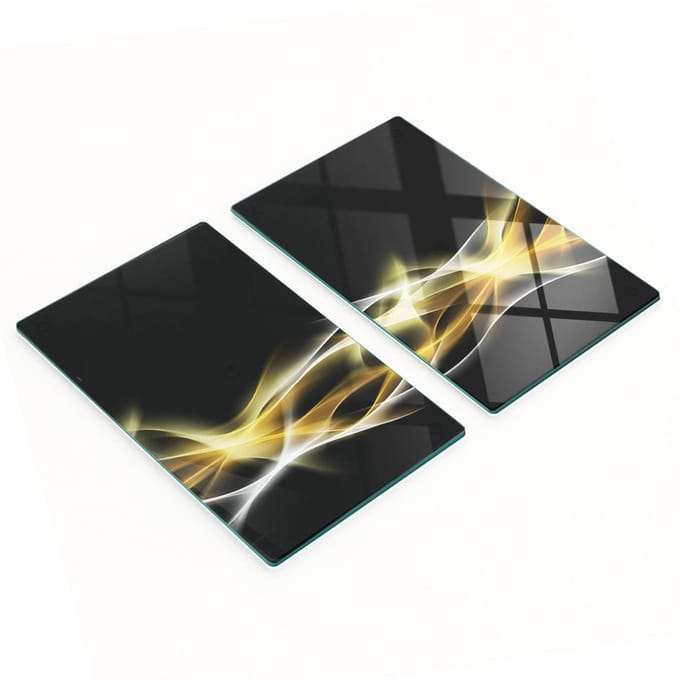 Set van twee glazen keukenplanken met abstract design, lichteffect, 2x30x52 cm