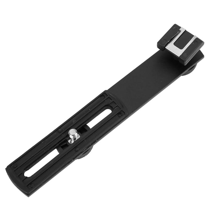 Aluminiumlegering Externe Flits Dubbele Kop Dwarsbalk Beugel Fotografische Apparatuur Accessoire black