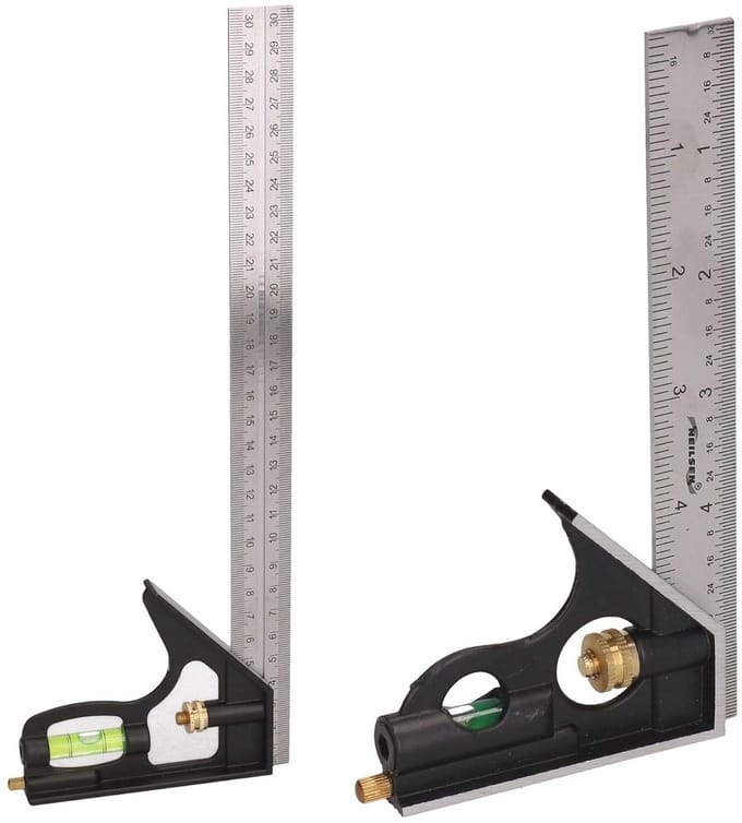 Verstelbare combinatie set vierkanten met waterpas - 2 stuks 6" en 12"