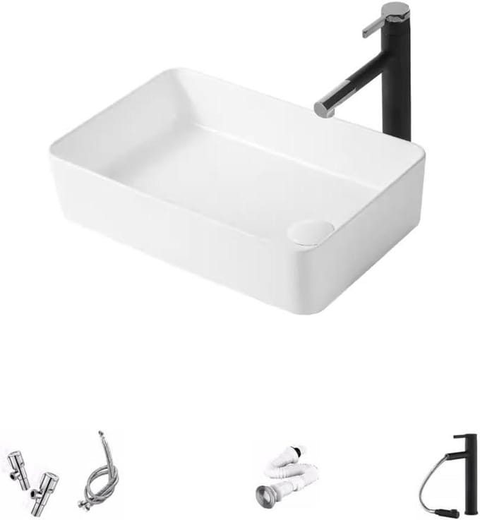Badkamer Wastafel - Aanrecht Wasbak - Hygiënisch Werken - Extra Groot Diep Ontwerp - 50 cm - Wit