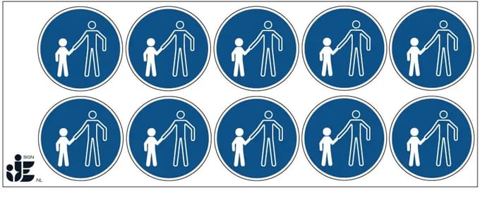 Kinderen moeten begeleid worden gebodssticker - M065 | 5 cm - 10 stuks per vel