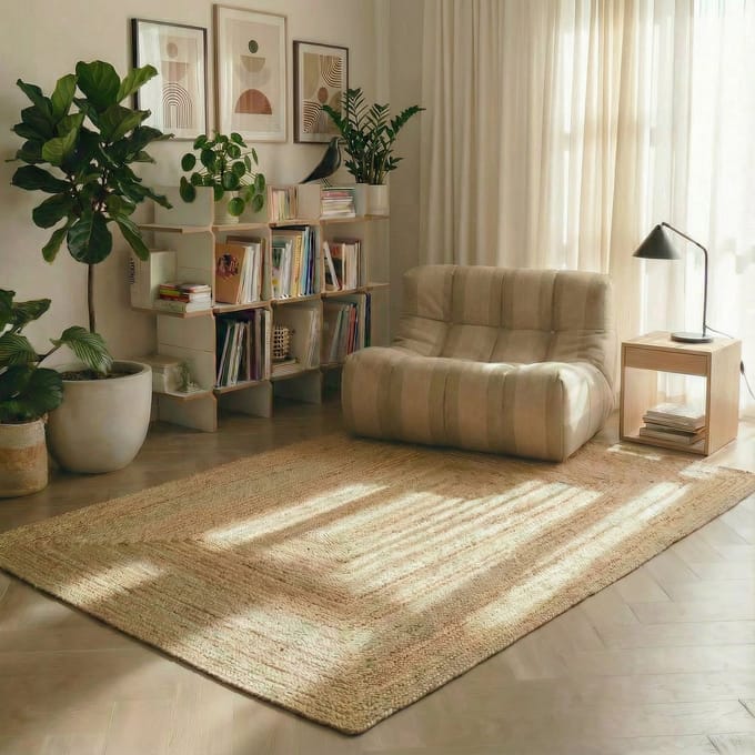 Jute Vloerkleed Rechthoek naturel 160 x 230cm Mrcarpet