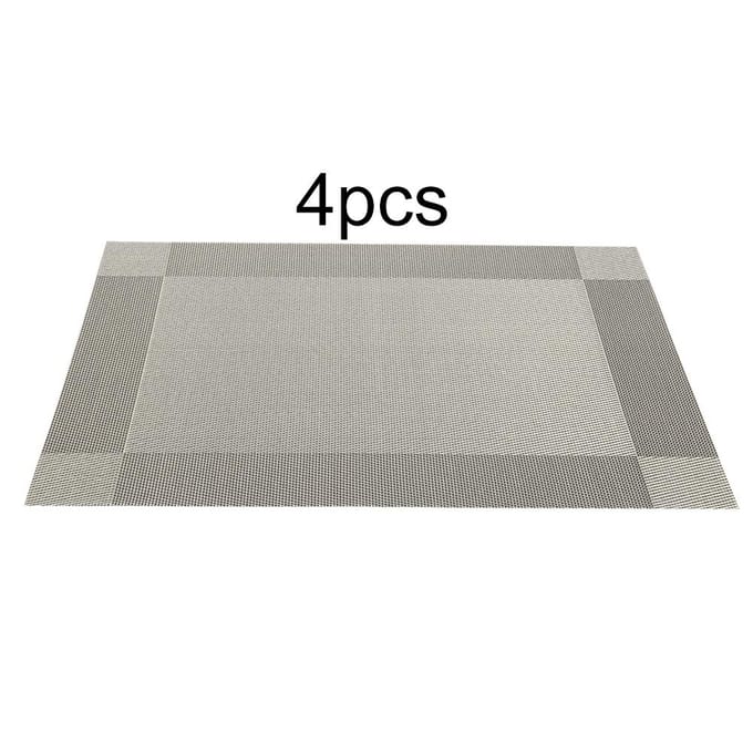 4 stuks placemat mode PVC eettafel mat bord pads onderzetters tafelkleed pad(Grijs) gray