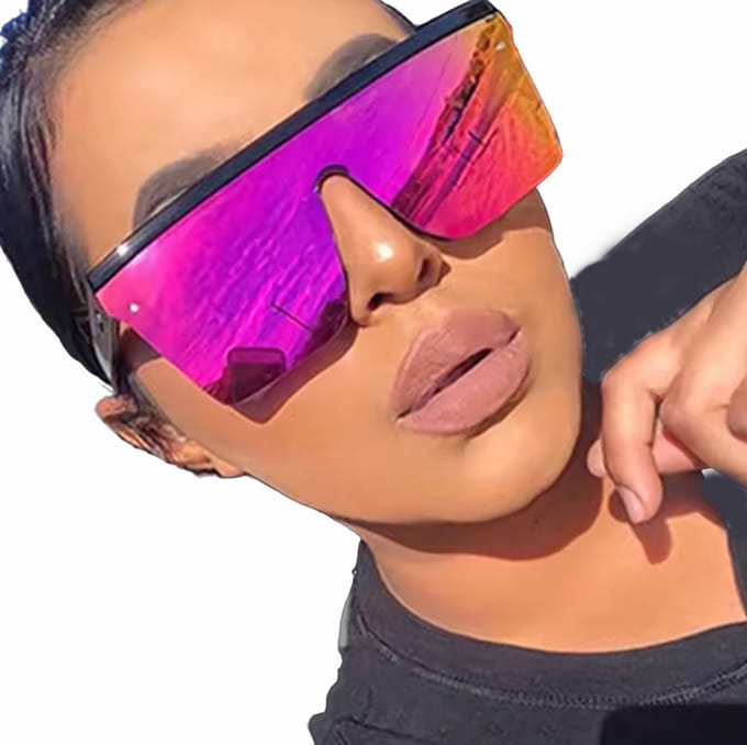 Oversized Zonnebril - Spiegelend - Roze Paars - Festival - Dames - Bril