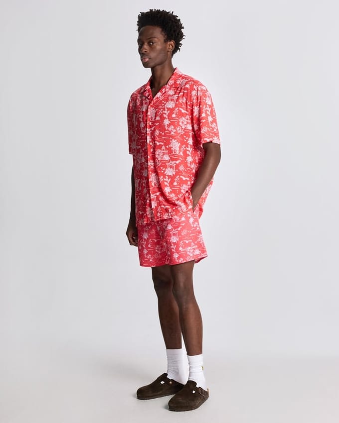 Lyle & Scott Botanische Tuinprint Resorthemd - Rood