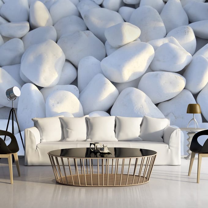 Fotobehang - White Pebbles.