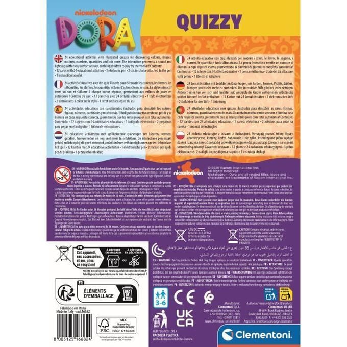 Clementoni - Dora the Explorer Quizzy - Educatief Spel - Met Interactieve Pen - 170+ Educatieve Quizzen - 3-6 jaar