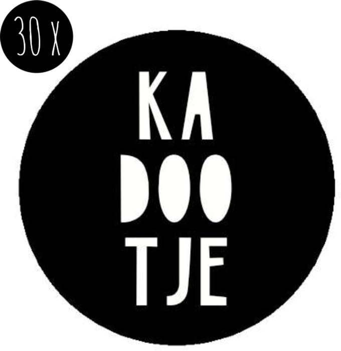 30x Sticker / Cadeausticker / Kadosticker | KADOOTJE | 35 mm | zwart & wit