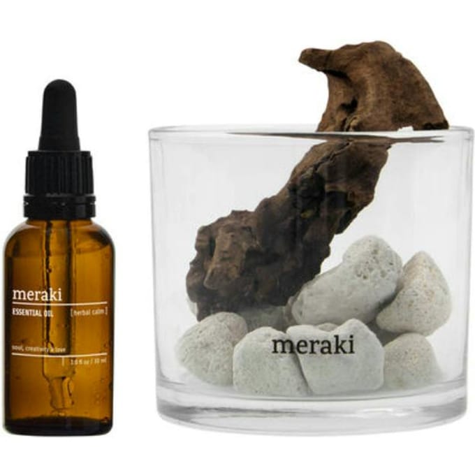 Meraki Lavastone &amp; Wood Diffuser Herbal Calm White 30 ml + 1 st