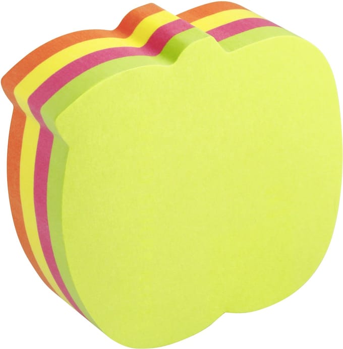 Info sticky notes shaped - 200 vel - 70x70mm - appel - geel, groen, roze, oranje - IN-5830-39