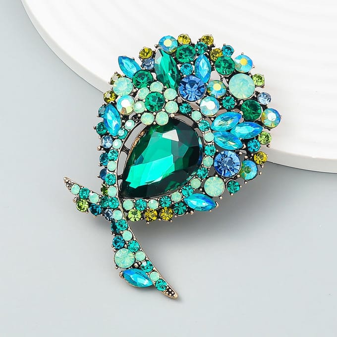Bloembroche - Elegante Broche met Kristallen | Twinolo
