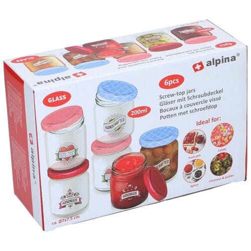 Alpina glazen opslagpotten set - 6 stuks, 200 mL, transparant