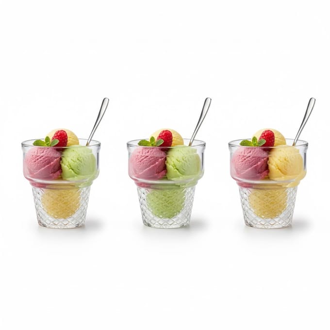 Alessandro ijscoupe Sicilie - 3x stuks - glas - 230 ml - 9 x 9 cm - ijsbeker
