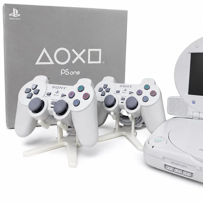 Controller Houder Standaard Geschikt voor PlayStation PS1 en PS2 Controllers – Bureau Display met Kabelhouder – Wit