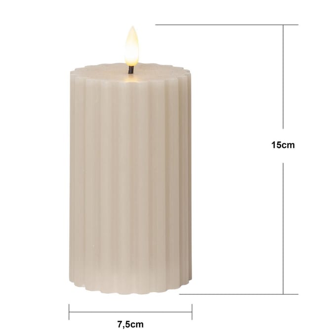 STAR TRADING LED kaars Flame Stripe beige 15cm echte was op batterijen