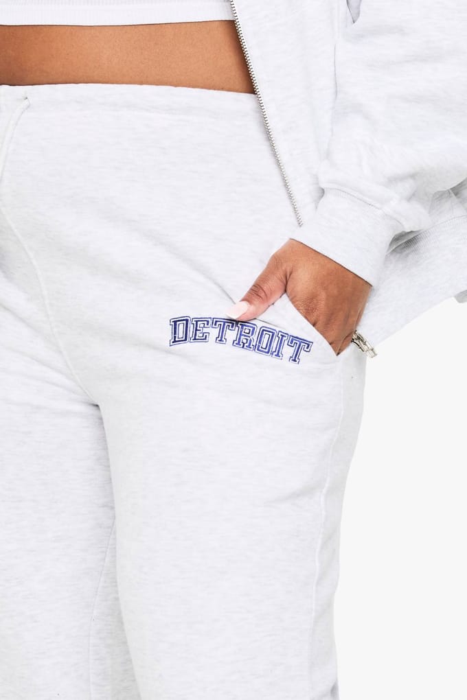 boohoo Dames PLUS DETROIT BREDE BEEN JOGGERS | Ash Grey | Maat: 26