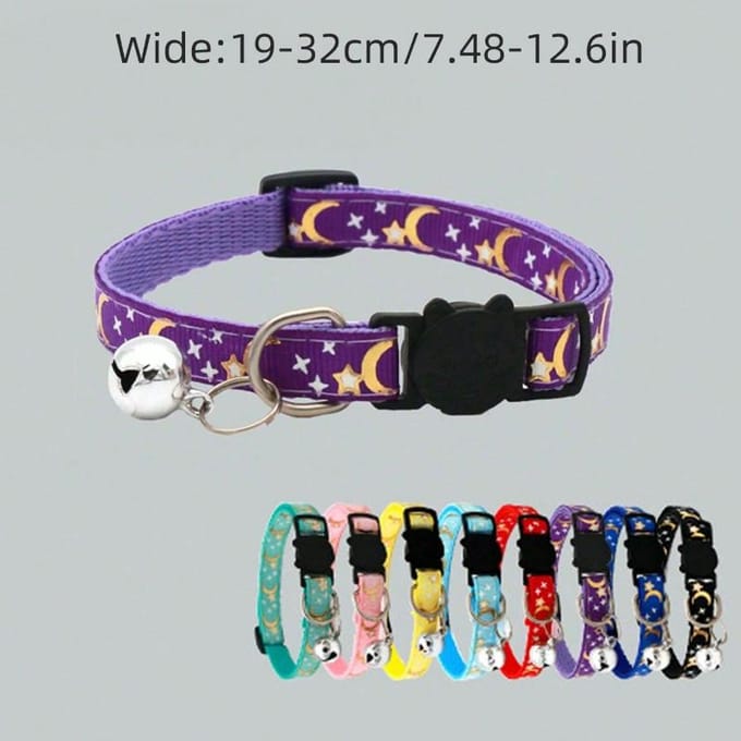 1 stuks Ster Maan Kat & Hond Halsband met Reflecterende Gesp one-size