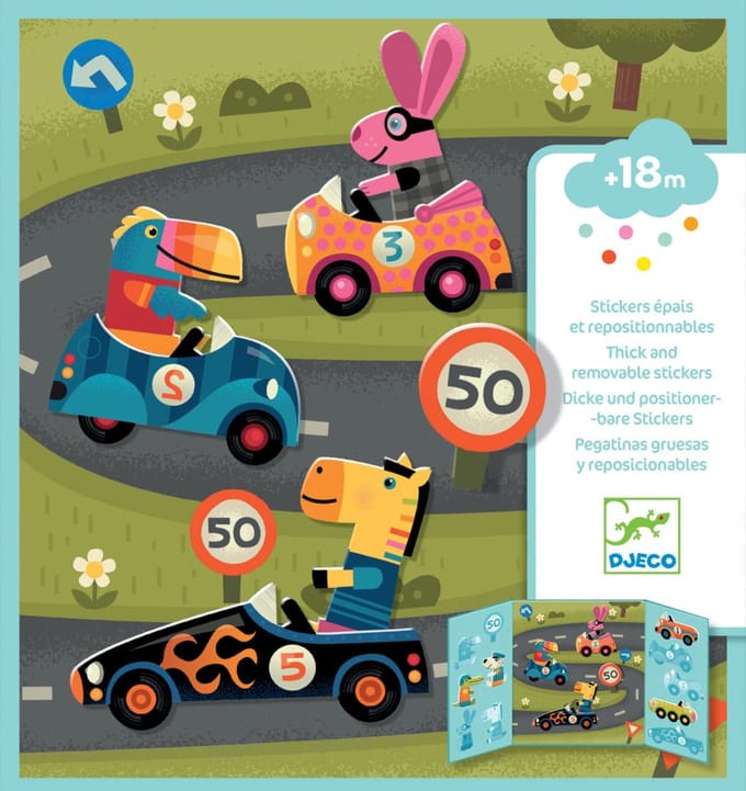 DJECO herbruikbare stickers cars 18 mnd+