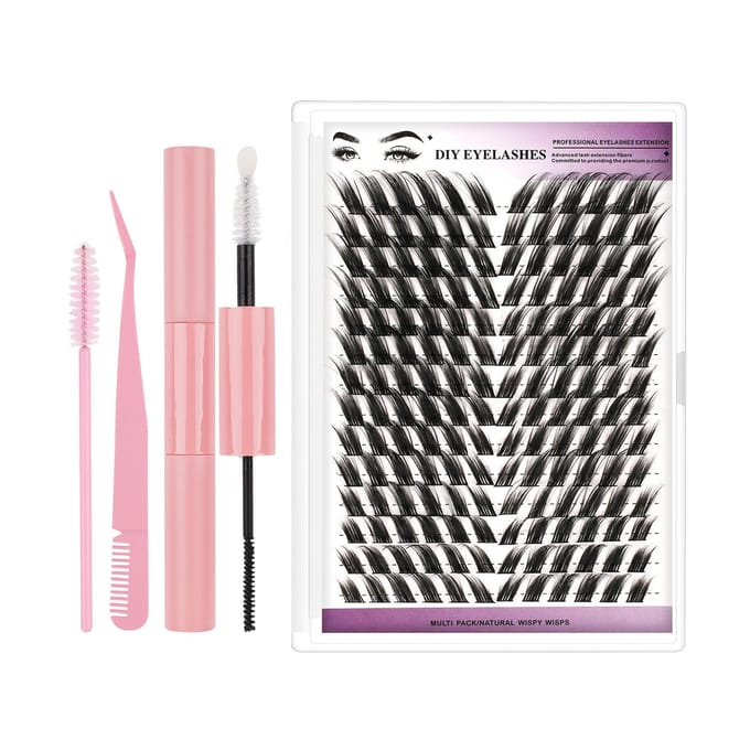 168 Touffes de Touffes Volantes Obliques Simples de Segment de Greffage Automatique Naturel Doux Ensemble de Cils DIY gray