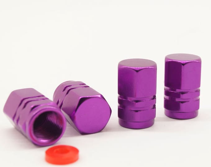Schrader (auto) ventiel - Paars hexagon met afdichting ventieldop