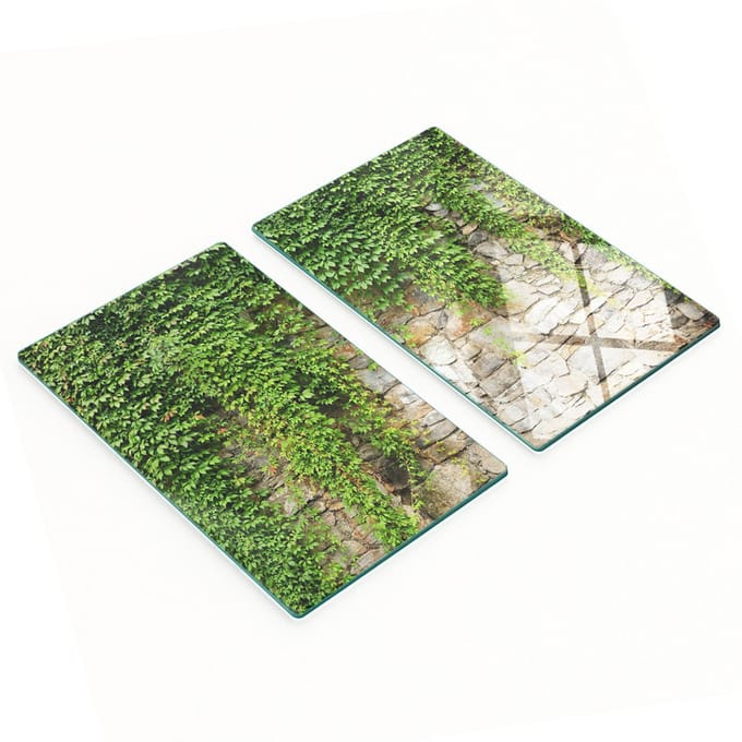 Glazen snijplanken met groene klimopmotief, 2x30x52 cm