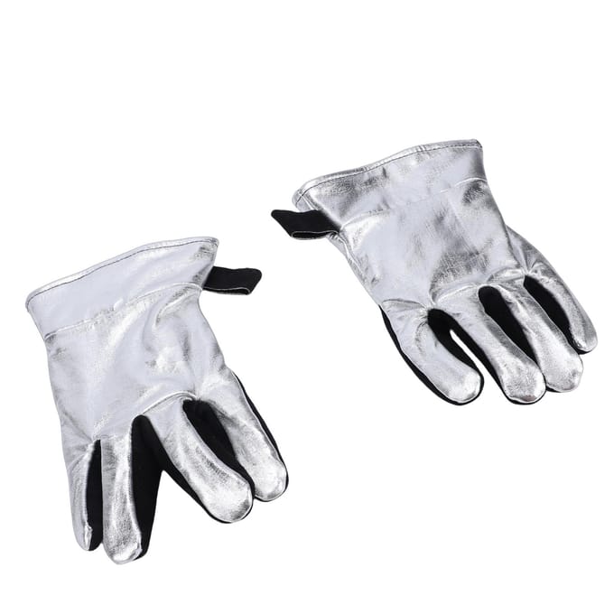 Gants de soudage en cuir de vachette résistants à la chaleur et au feu pour barbecue, grill, cheminée, usage industriel white