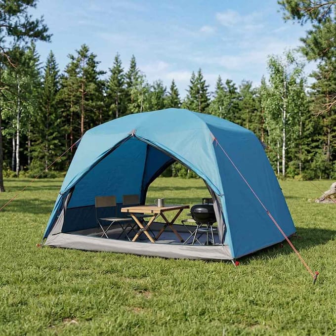 vidaXL - Backpacking - Tent - 2-persoons - Blauw - 185T - Polyester - met - PU - Coating