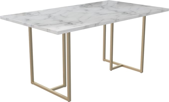 Astor - Eettafel 160x90 cm 8 plaatsen in Marmerlook Wit (75 x 160 x 90 cm)